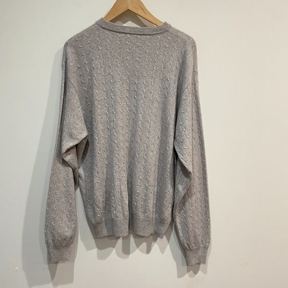 Ilevrieri Men's Lightweight Gray Cable Knit Sweater Cashmere & Silk Size Large - Picture 2 of 6